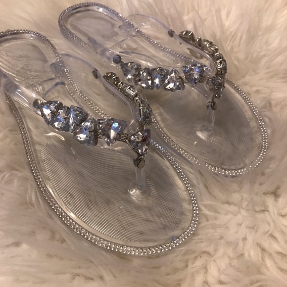 Fancy Clear Rhinestone Jelly Sandals - Picture 7 of 9